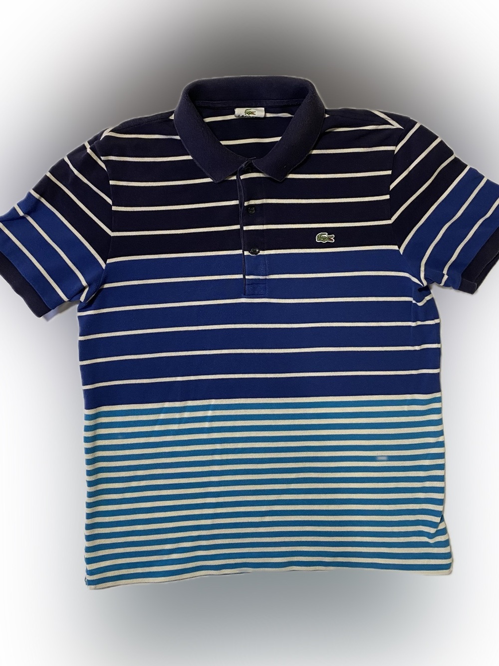 Lacoste Men's Blue Striped Polo Shirt